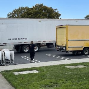 Air ride equipped semi-truck for efficient freight transport.