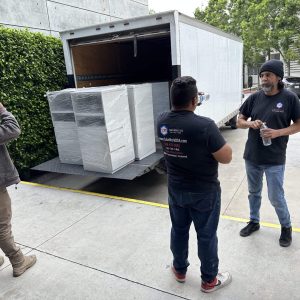 Installation of custom cube structures for commercial use.